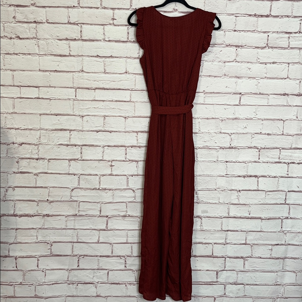 Kenedik Rust And Black Patterned Split Leg Jumpsuit Size Medium - Picture 8 of 12